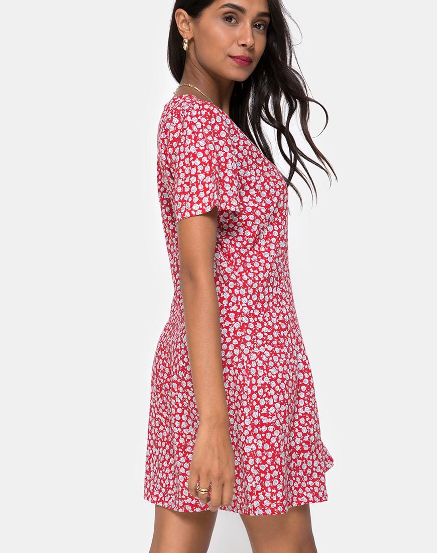 Robe Kalea en rouge rosé et argenté