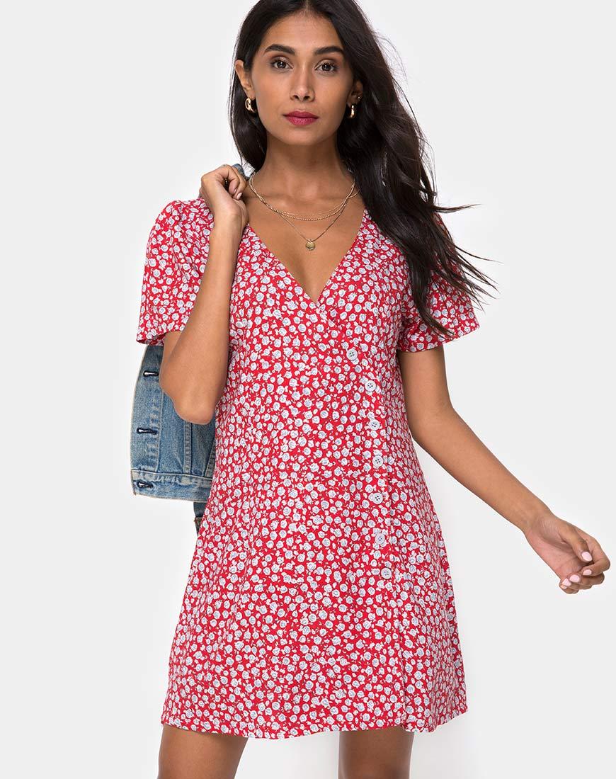 Robe Kalea en rouge rosé et argenté