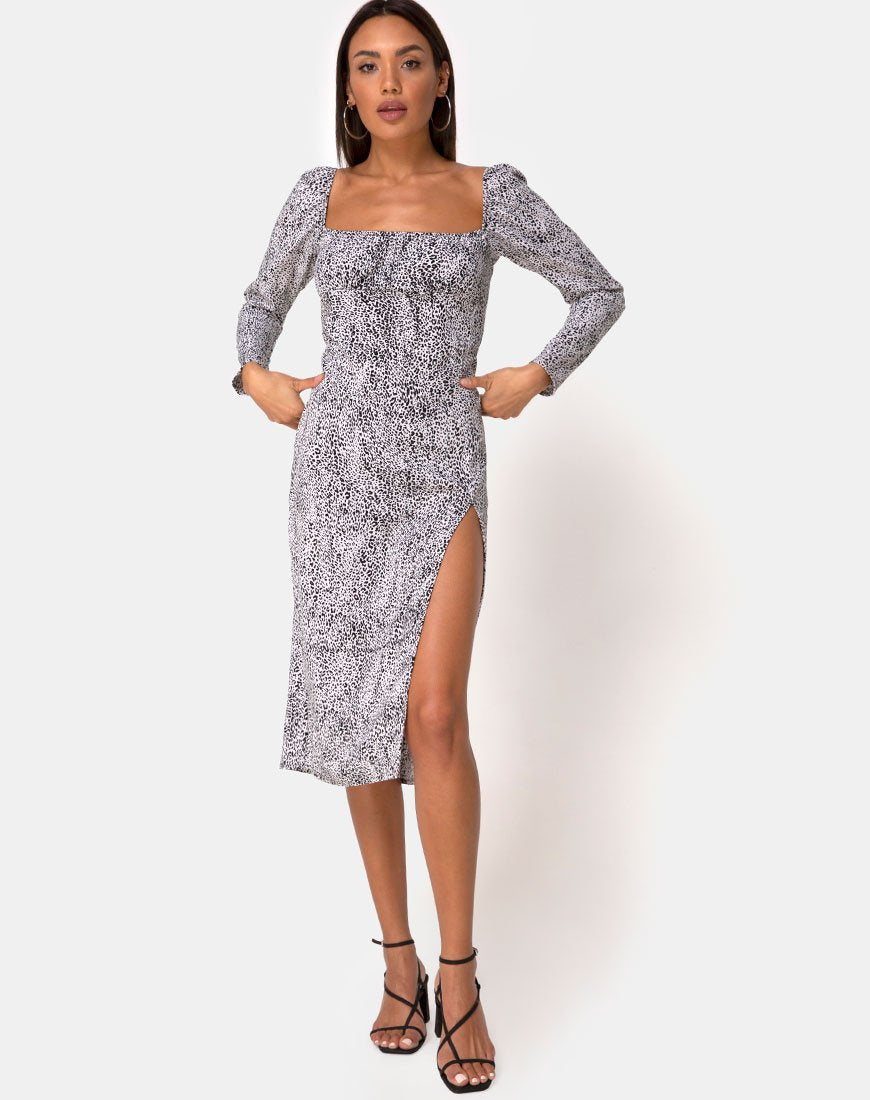 Image de Kaleel Dress in Leo Spot en noir et blanc