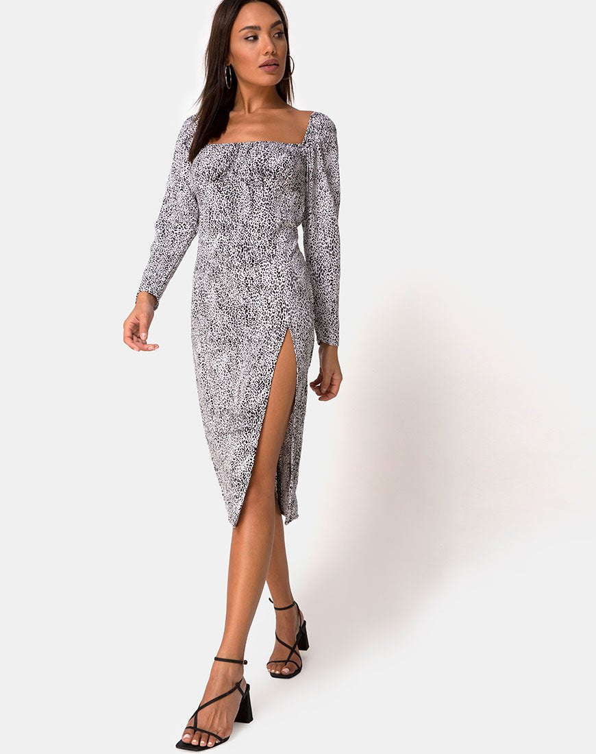 Kaleel Dress in Leo Spot in Black and White (Robe Kaleel en noir et blanc)