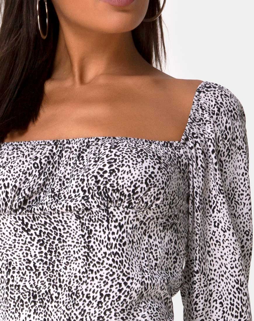 Image de Kaleel Dress in Leo Spot en noir et blanc