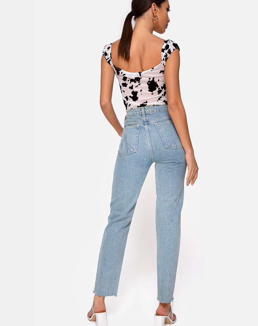 Image de Kalina Bodice in Flock Dalmatian Black and White