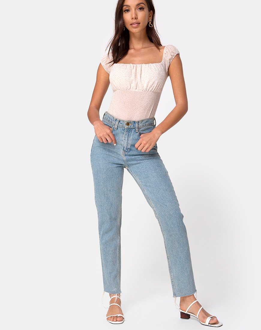 Image de Kalina Bodice in Flock Ditsy Leopard Taupe