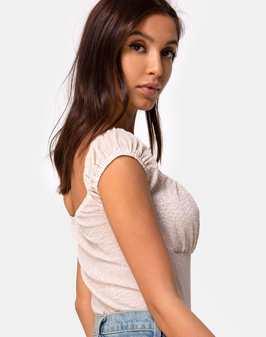 Image de Kalina Bodice in Flock Ditsy Leopard Taupe