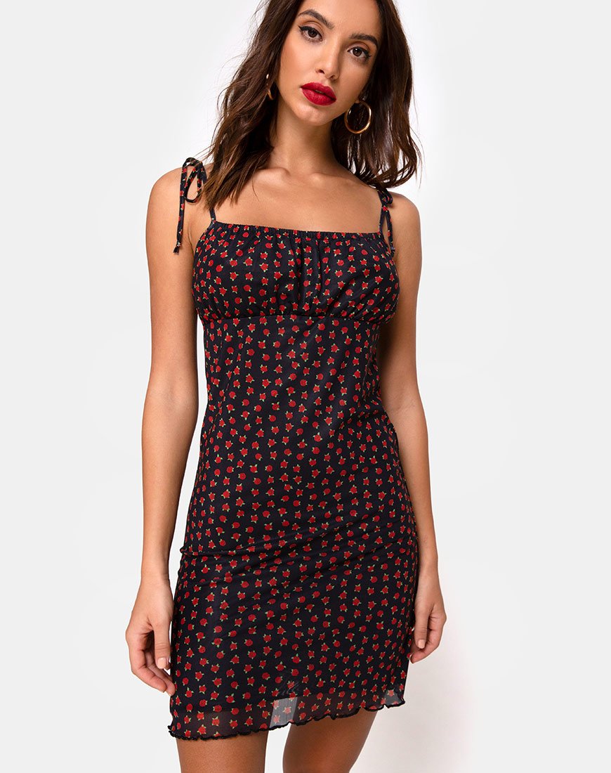 Robe Kaline en filet rose pointillé