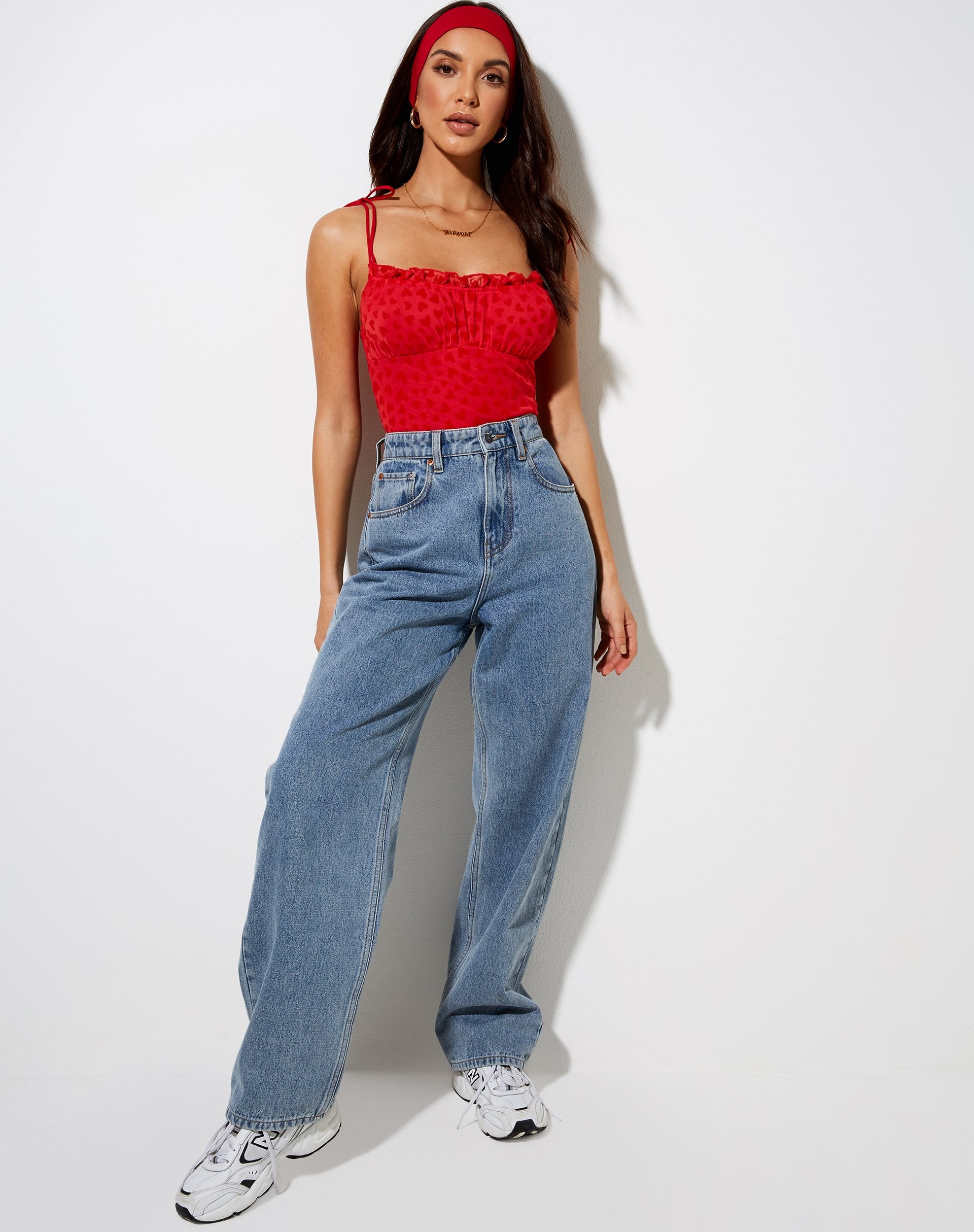 Image de Kalos Cami Top in Red Mesh Red Heart Flock