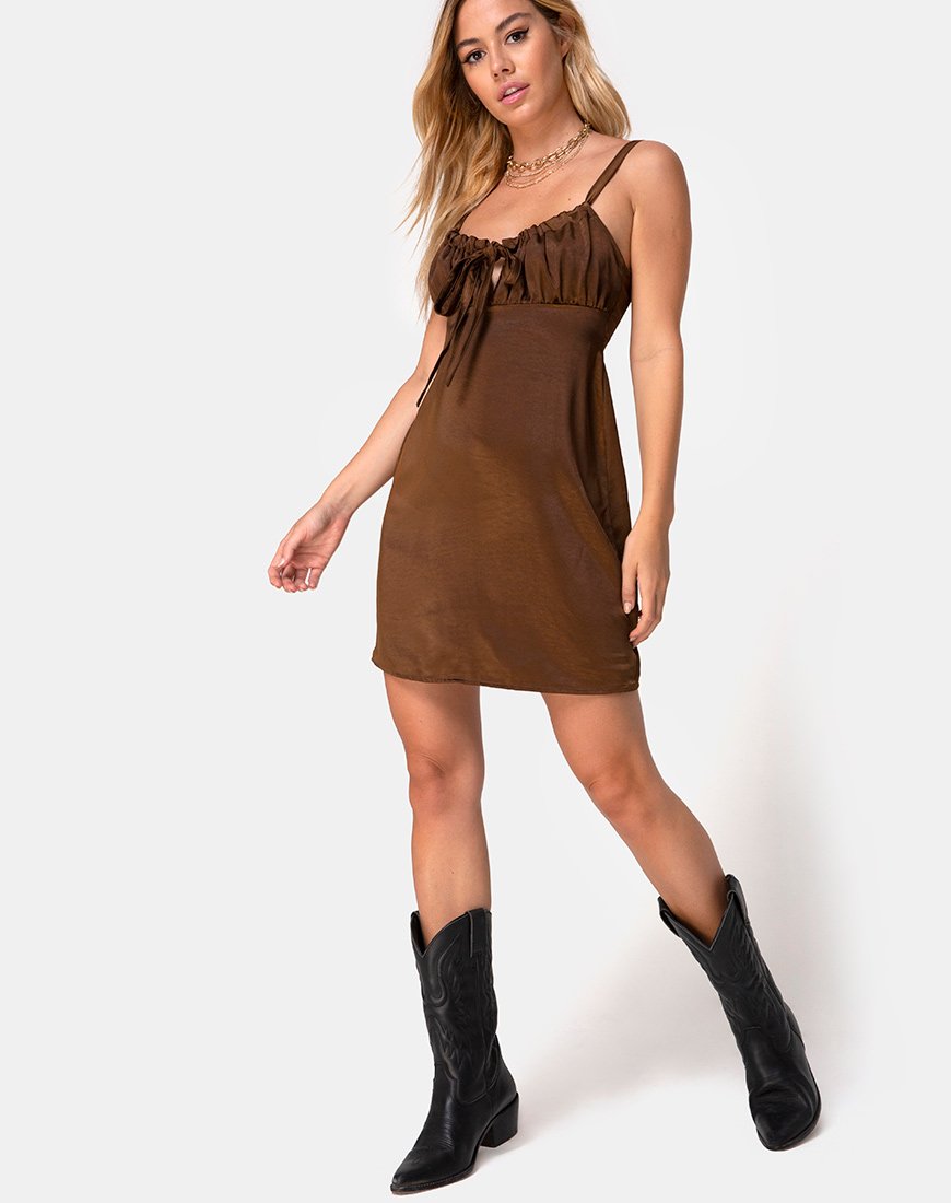 Image de Kamalia Slip Dress in Satin Brown