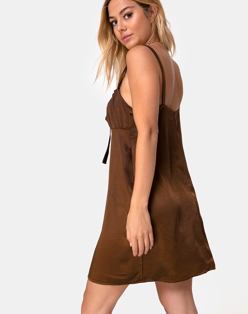 Image de Kamalia Slip Dress in Satin Brown