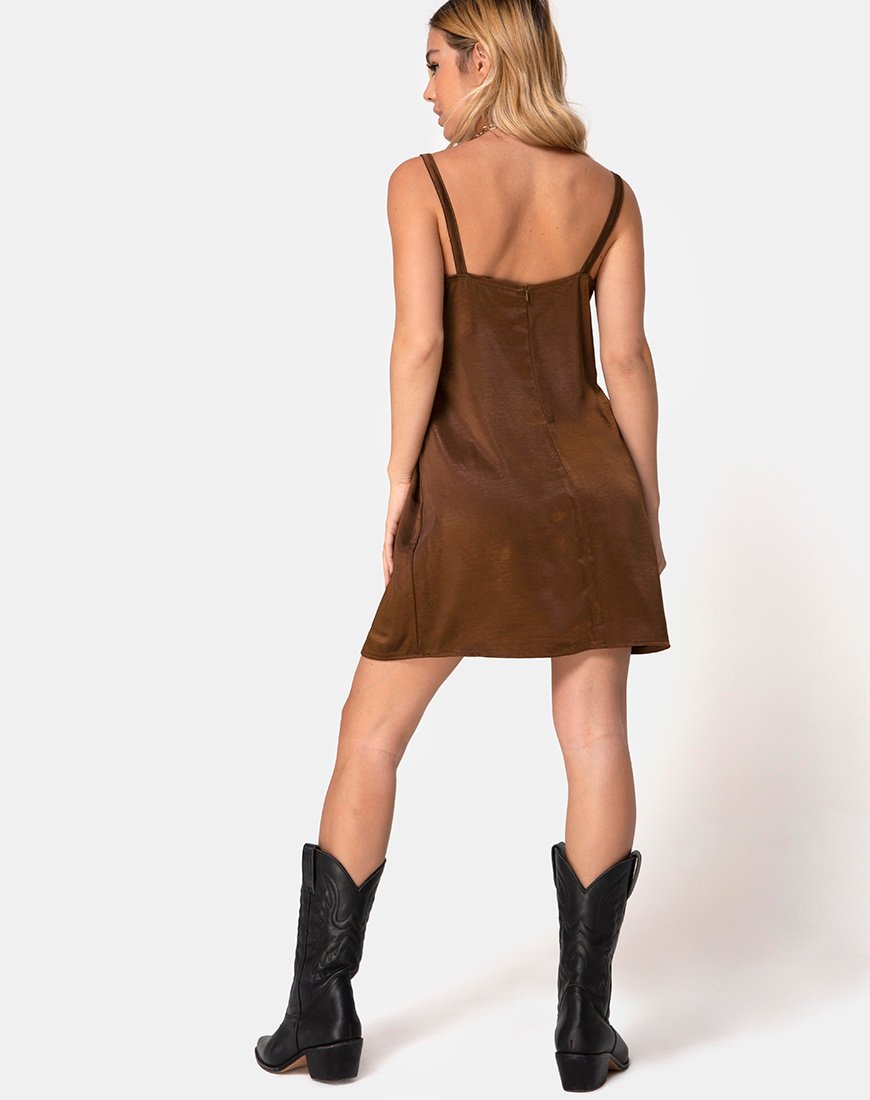 Image de Kamalia Slip Dress in Satin Brown