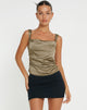 IMAGE DU Top Kanaya en satin Olive foncéTop Kanaya en satin Olive foncé