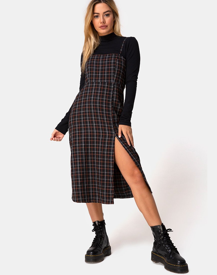 Image de Kaoya Midi Dress in Check Black and Orange