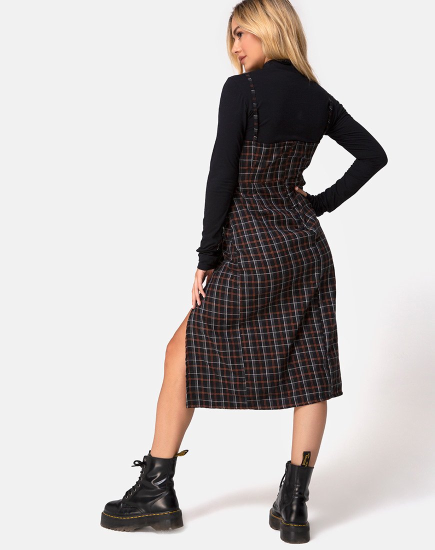 Image de Kaoya Midi Dress in Check Black and Orange