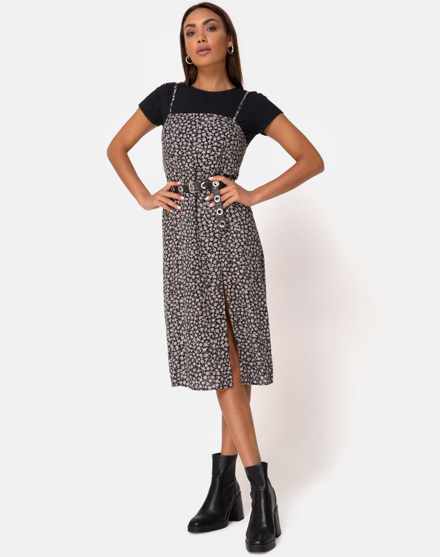 Robe midi Kaoya, Ditsy Rose Black
