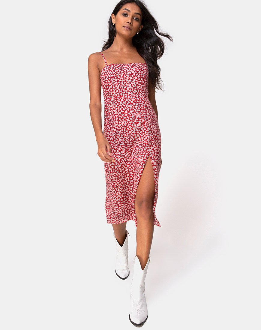 Image de Kaoya Midi Dress in Ditsy Rose Red