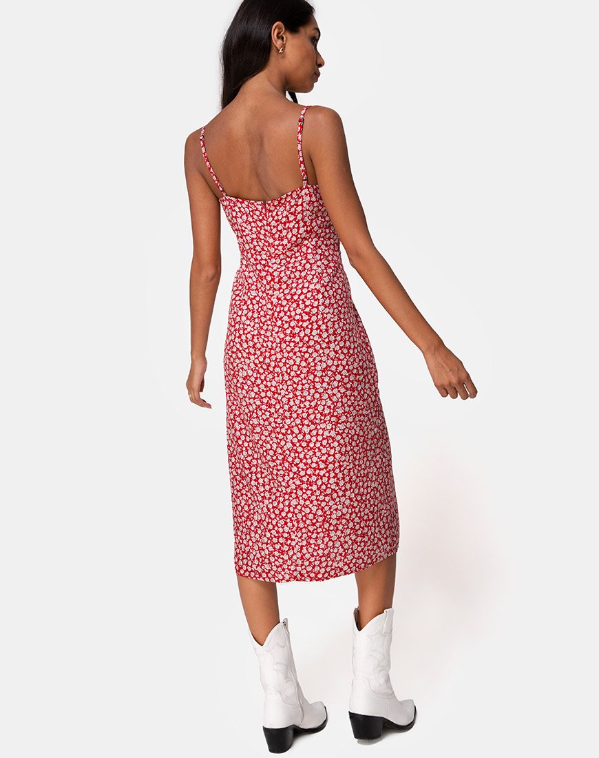 Image de Kaoya Midi Dress in Ditsy Rose Red