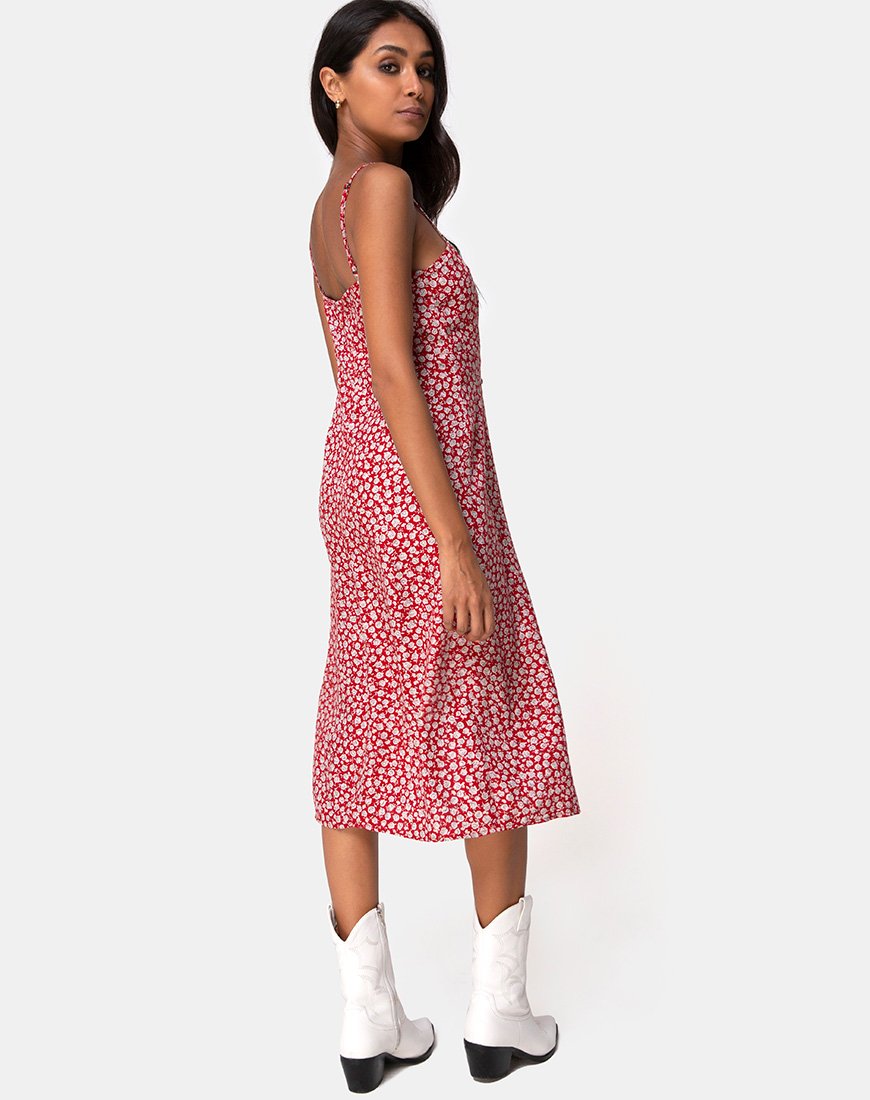 Image de Kaoya Midi Dress in Ditsy Rose Red