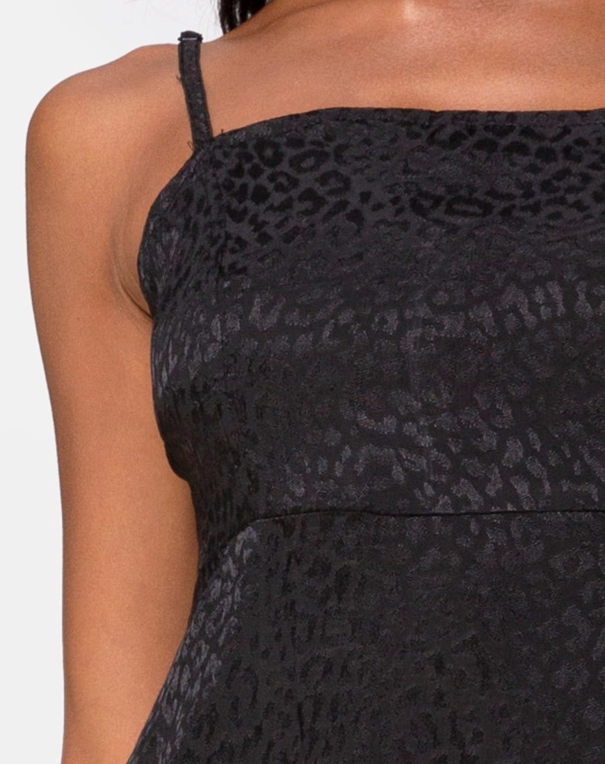 Image de Kaoya Midi Dress in Satin Cheetah Black