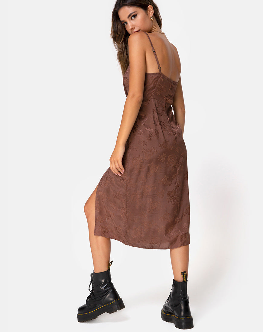 Image de Kaoya Midi Dress in Satin Rose Chocolate