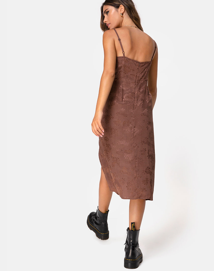 Image de Kaoya Midi Dress in Satin Rose Chocolate