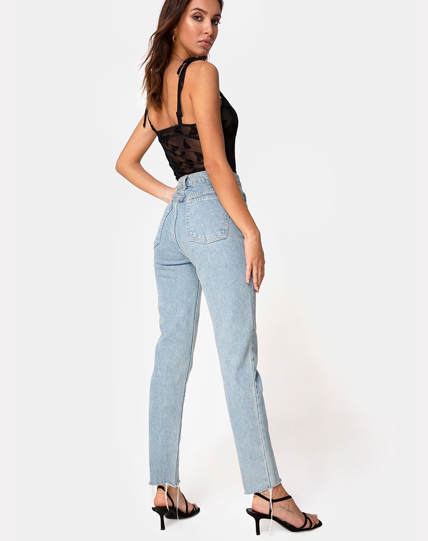 Image de Karmin Bodice in Mesh Black Butterfly Flock