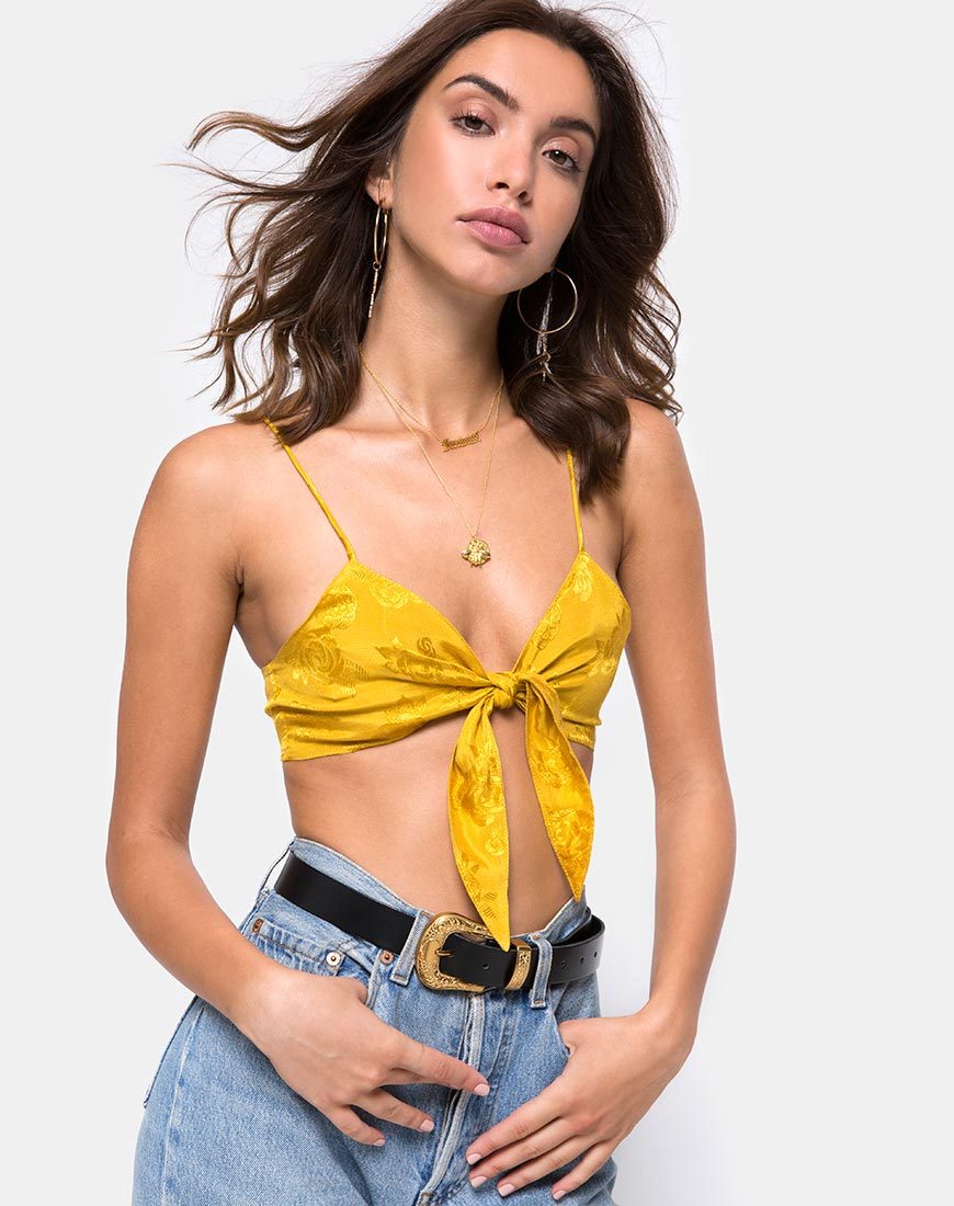 Soutien-gorge Kasen en satin rose moutarde
