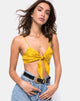 Image de la bralette Kasen en satin rose moutarde