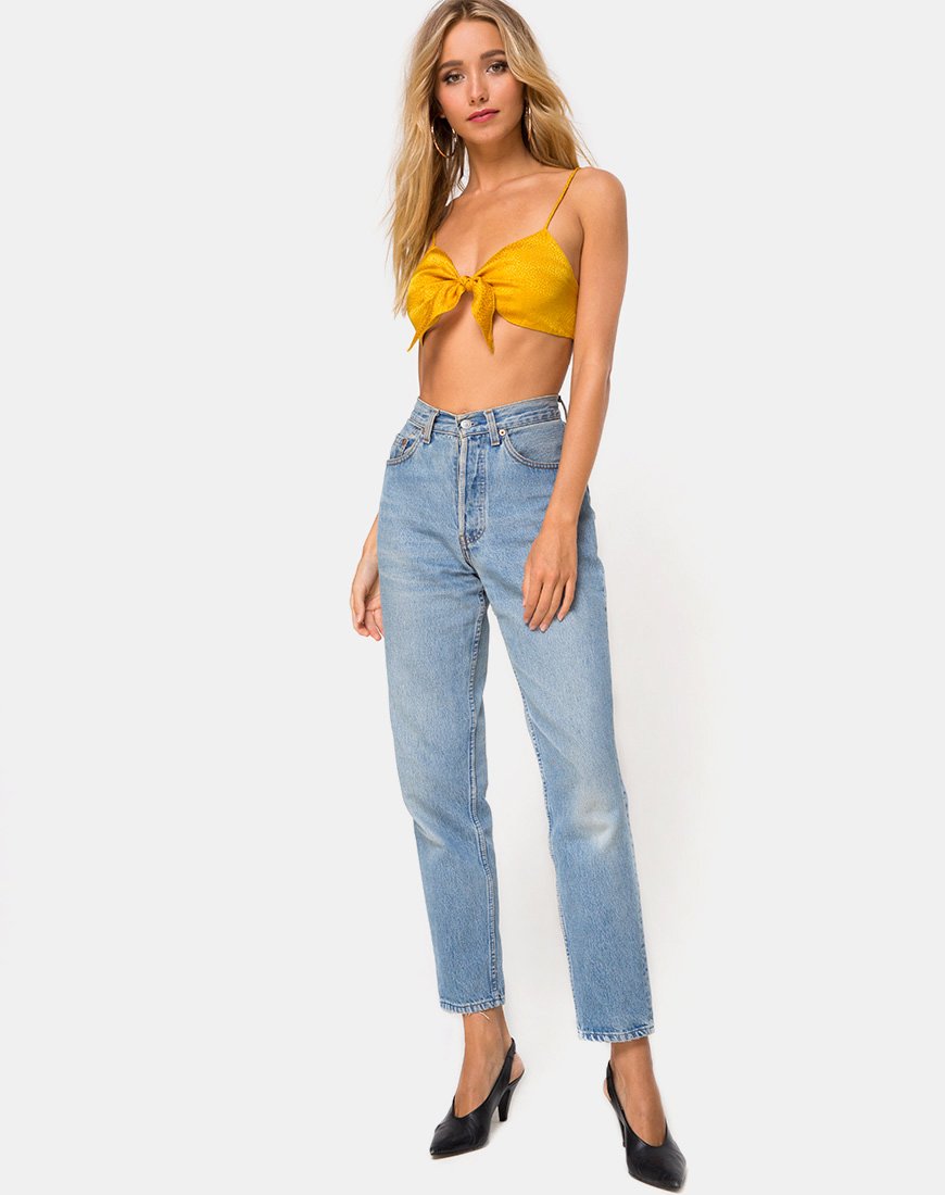 Image de la bralette Kasen en satin moutarde