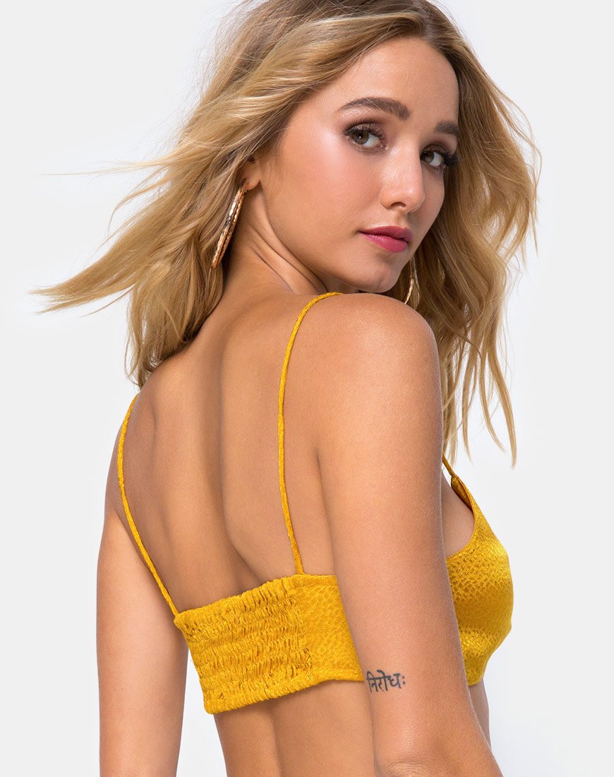 Soutien-gorge Kasen en satin moutarde