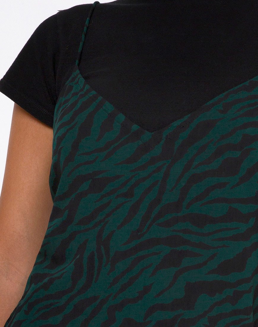 Image of Katya Mini Dress in 90s Zebra Forest Green