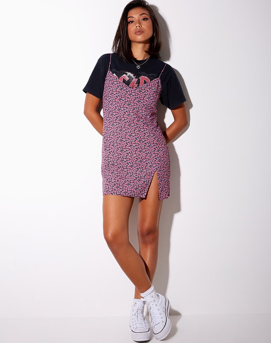 Image of Katya Mini Dress in Floral Fun Pink