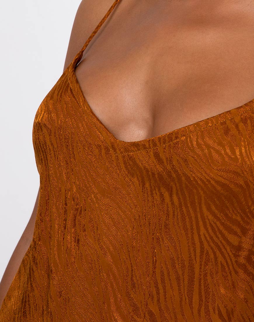 Image de la mini robe Katya en satin zébré Golden Coral