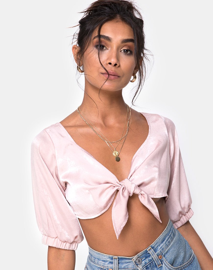 Image de Kavida Crop Top in Satin Dusty Rose