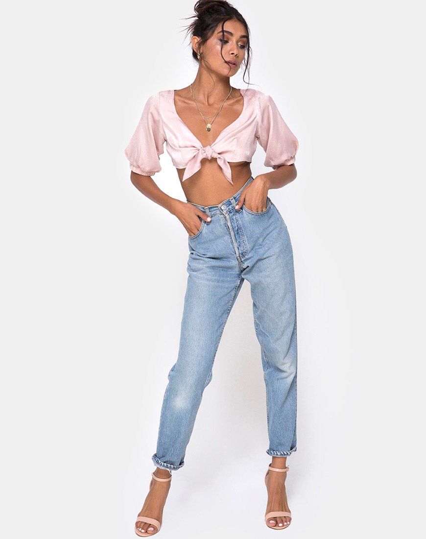 Image de Kavida Crop Top in Satin Dusty Rose