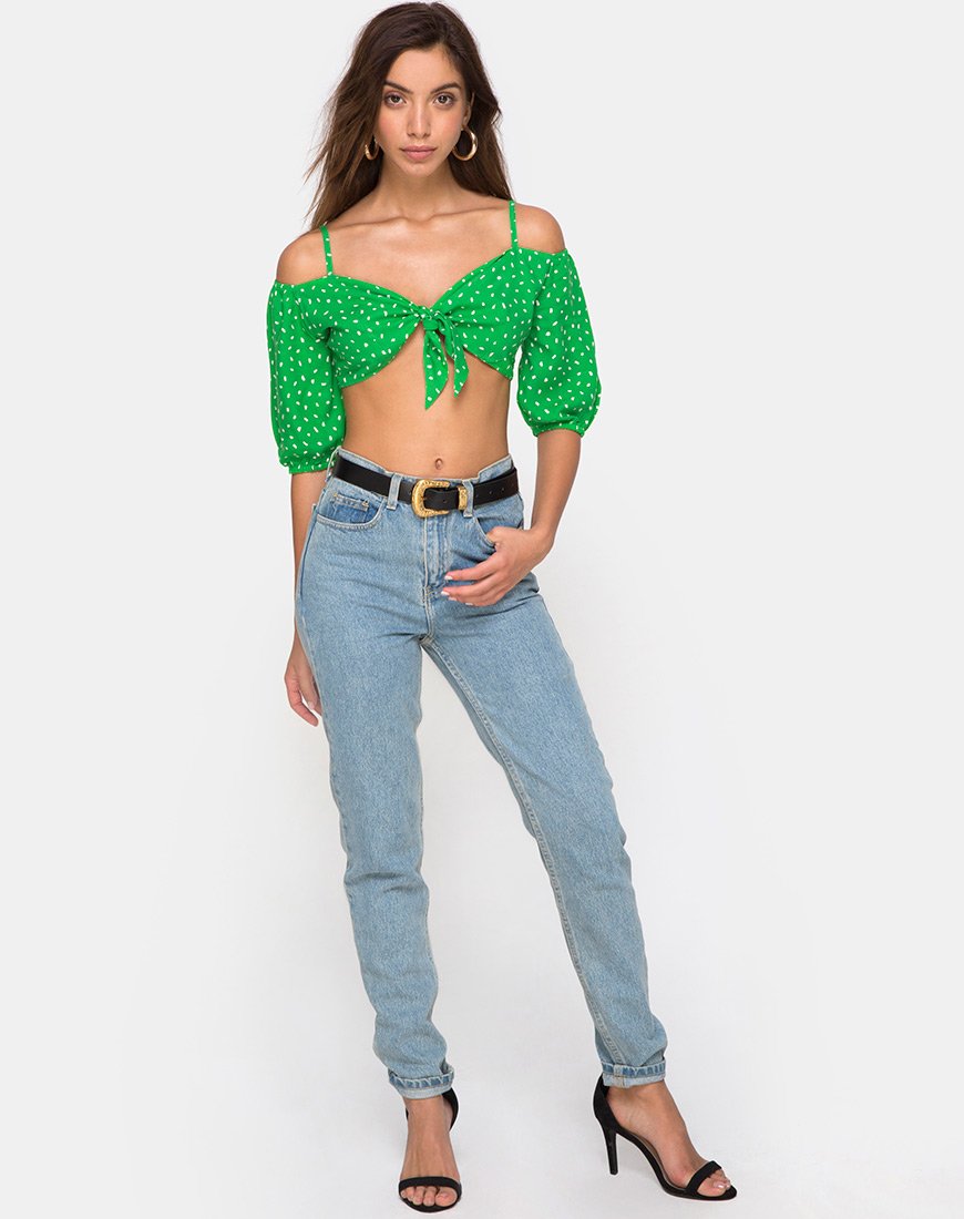 Image de Kavon Crop Top in Green Diana Dot