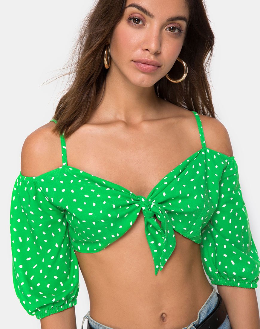 Image de Kavon Crop Top in Green Diana Dot