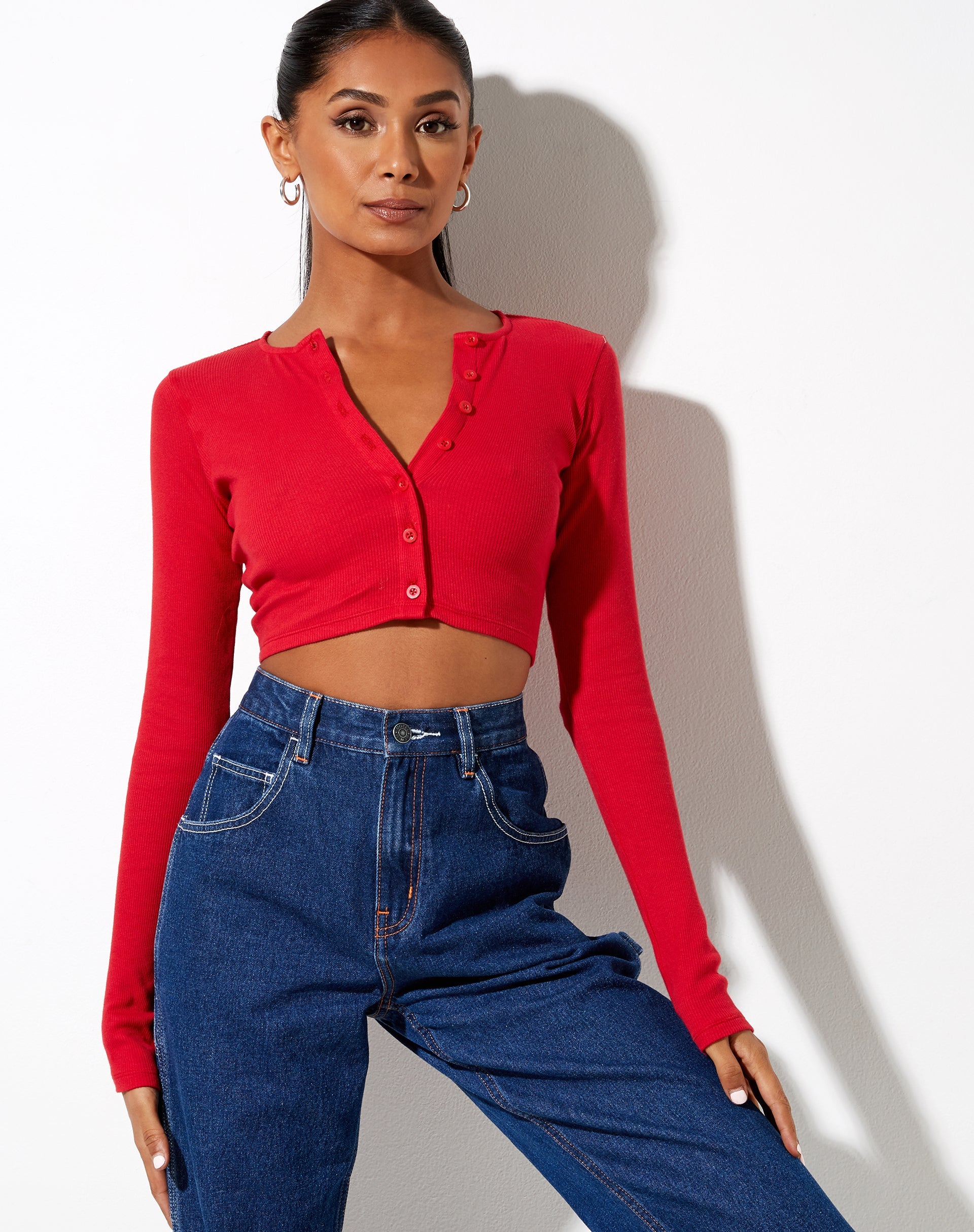 Image de Kaya Crop Top in Rib Racing Red