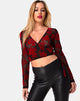 Image de Kayak Wrap Top in Romantic Red Rose Flock