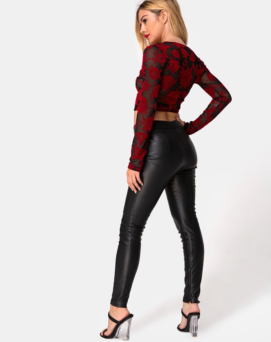 Image de Kayak Wrap Top in Romantic Red Rose Flock