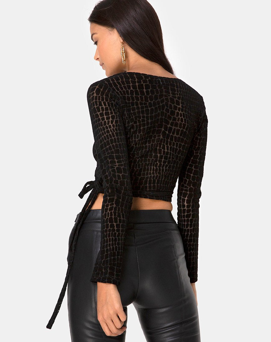 Top enveloppant Kayak en croc floqué noir