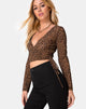 Image de Kayak Wrap Top in Animal Flock Tan Net