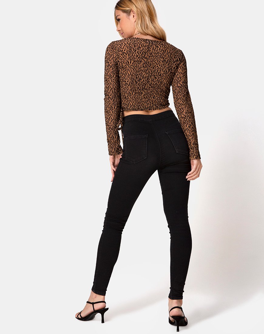 Image de Kayak Wrap Top in Animal Flock Tan Net