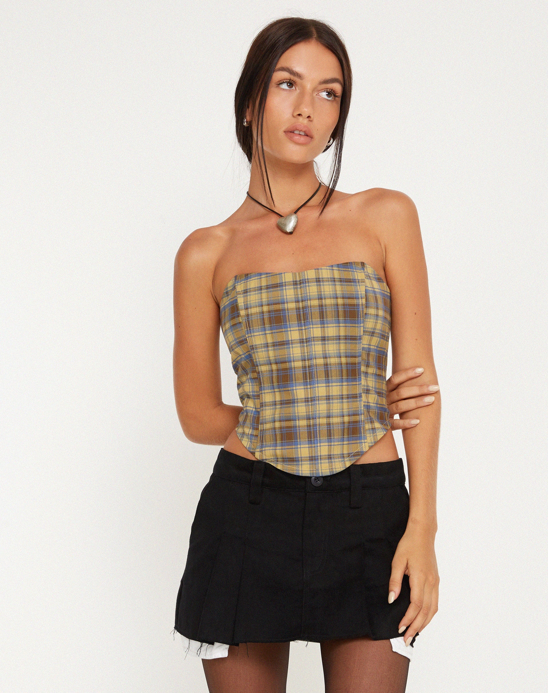 Image de Kayashi Corset Top in Blue Yellow Check