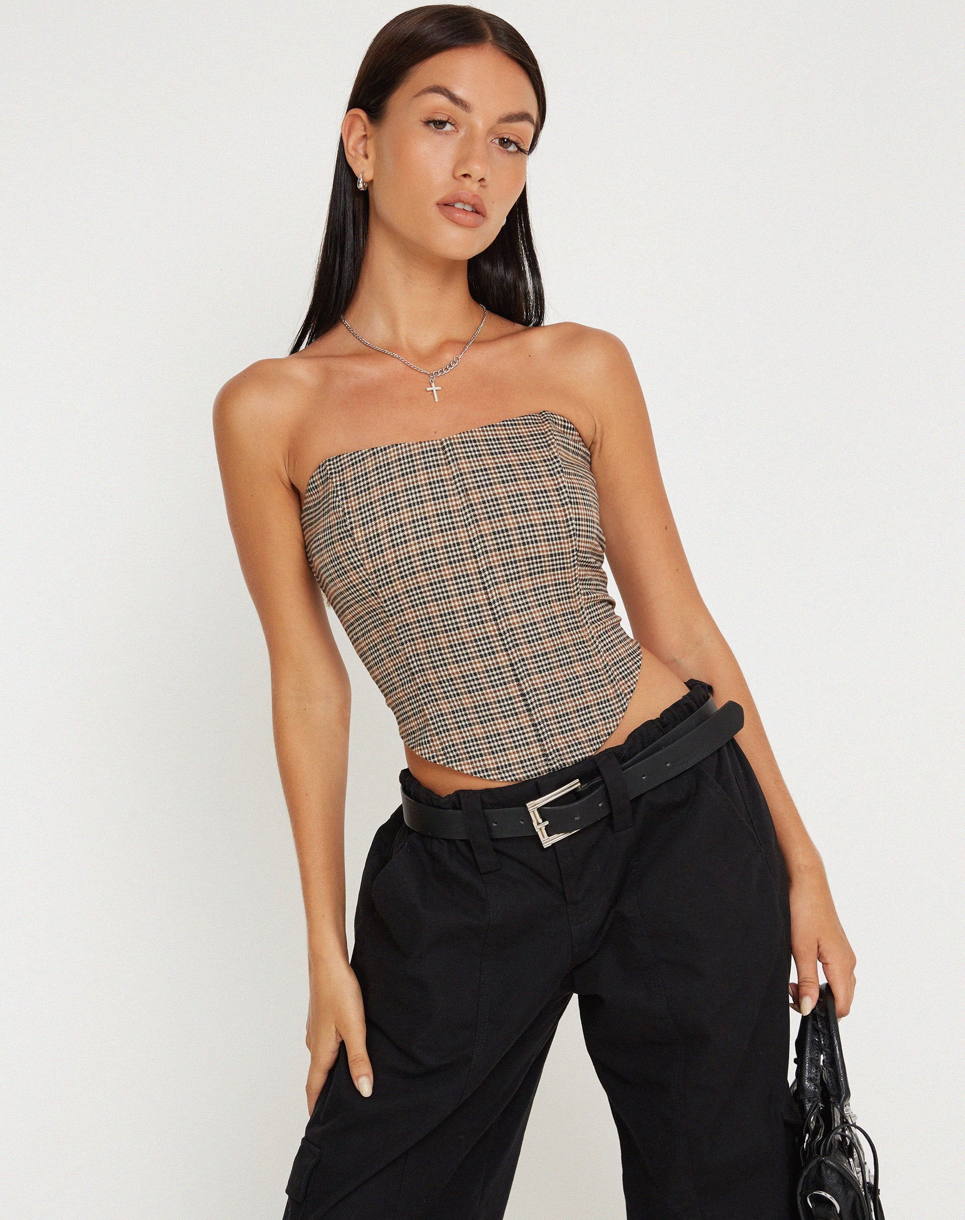 Image de Kayashi Corset Top in Micro Brown Check