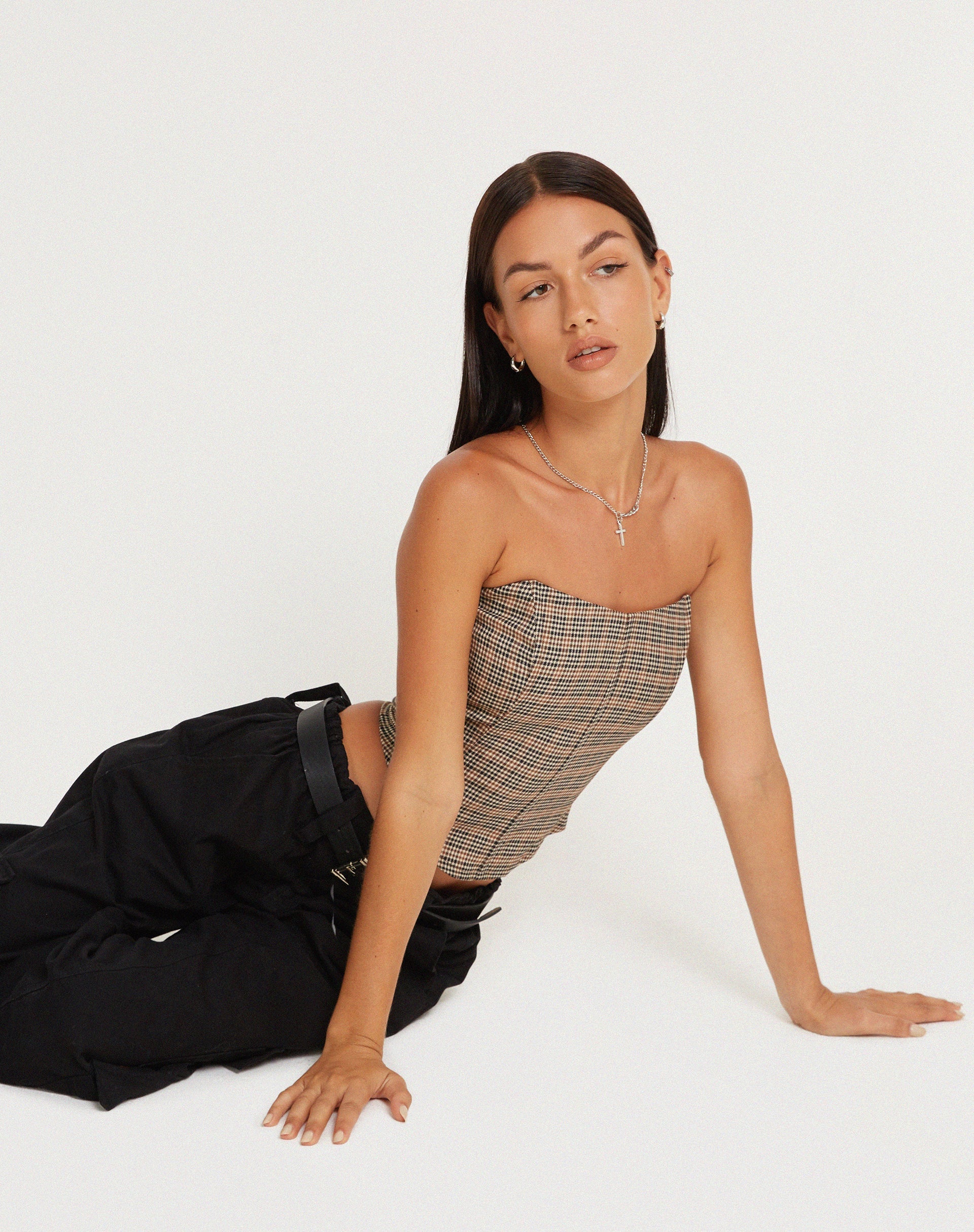 Image de Kayashi Corset Top in Micro Brown Check