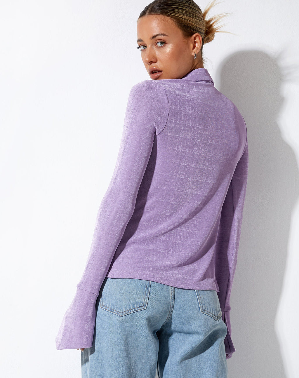 Keani - Chemise à manches longues en crêpe lavande