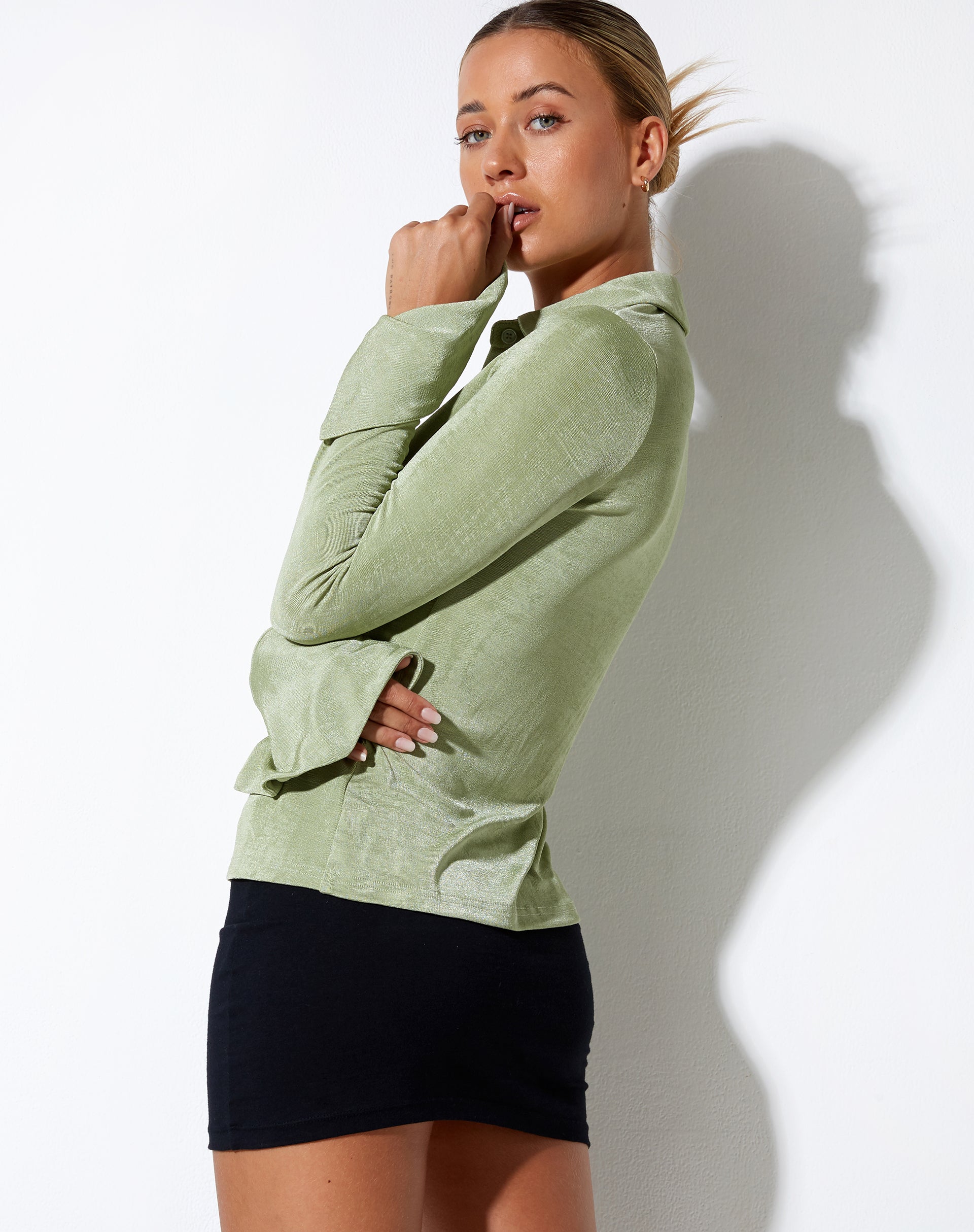 IMAGE DE Chemise Keani en crêpe vert seafoam