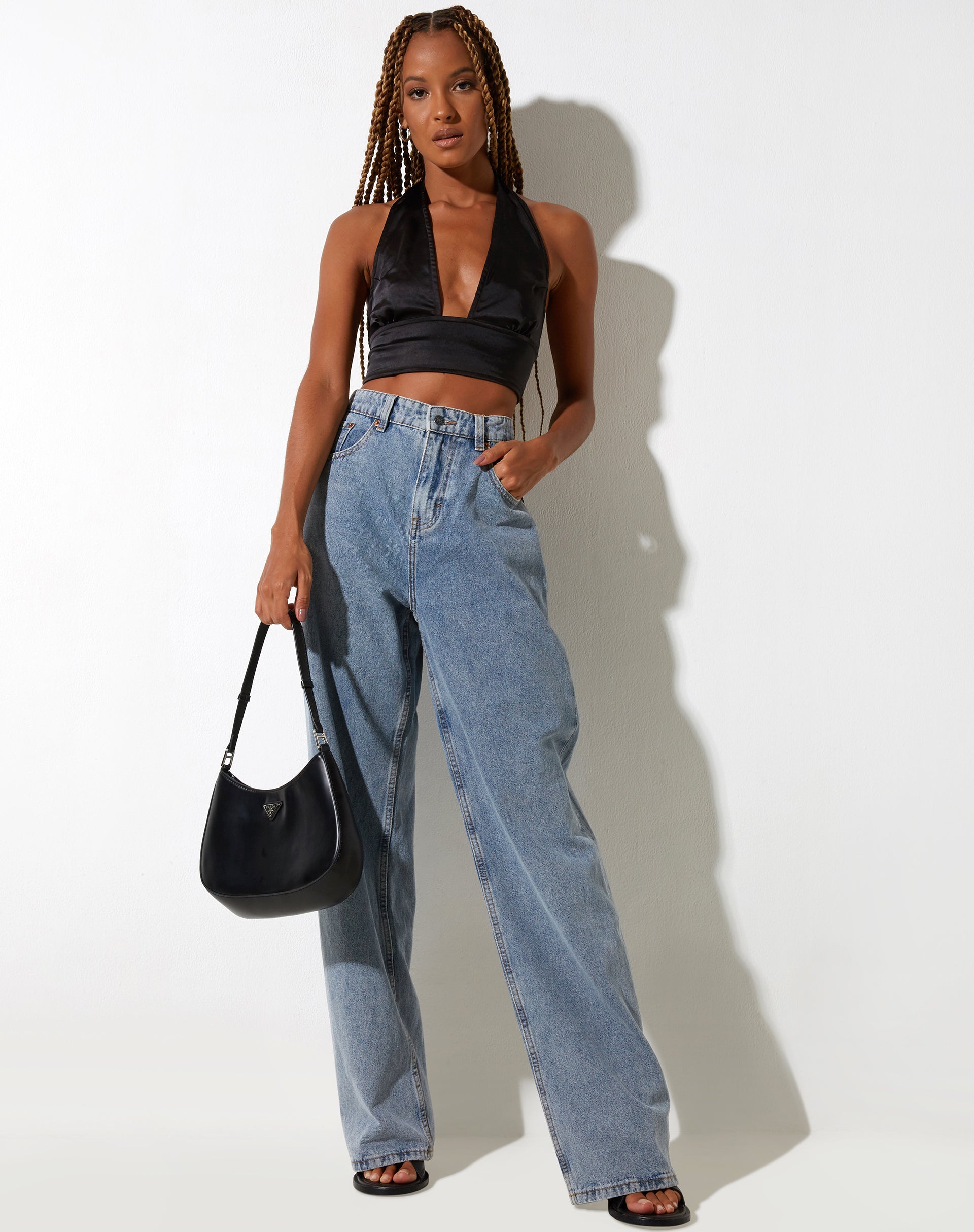 Image de Keiza Crop Top in Satin Black