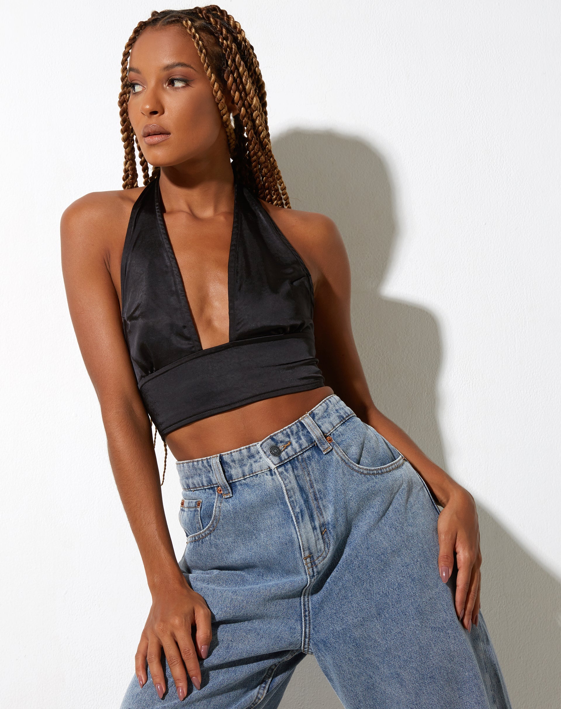 Image de Keiza Crop Top in Satin Black