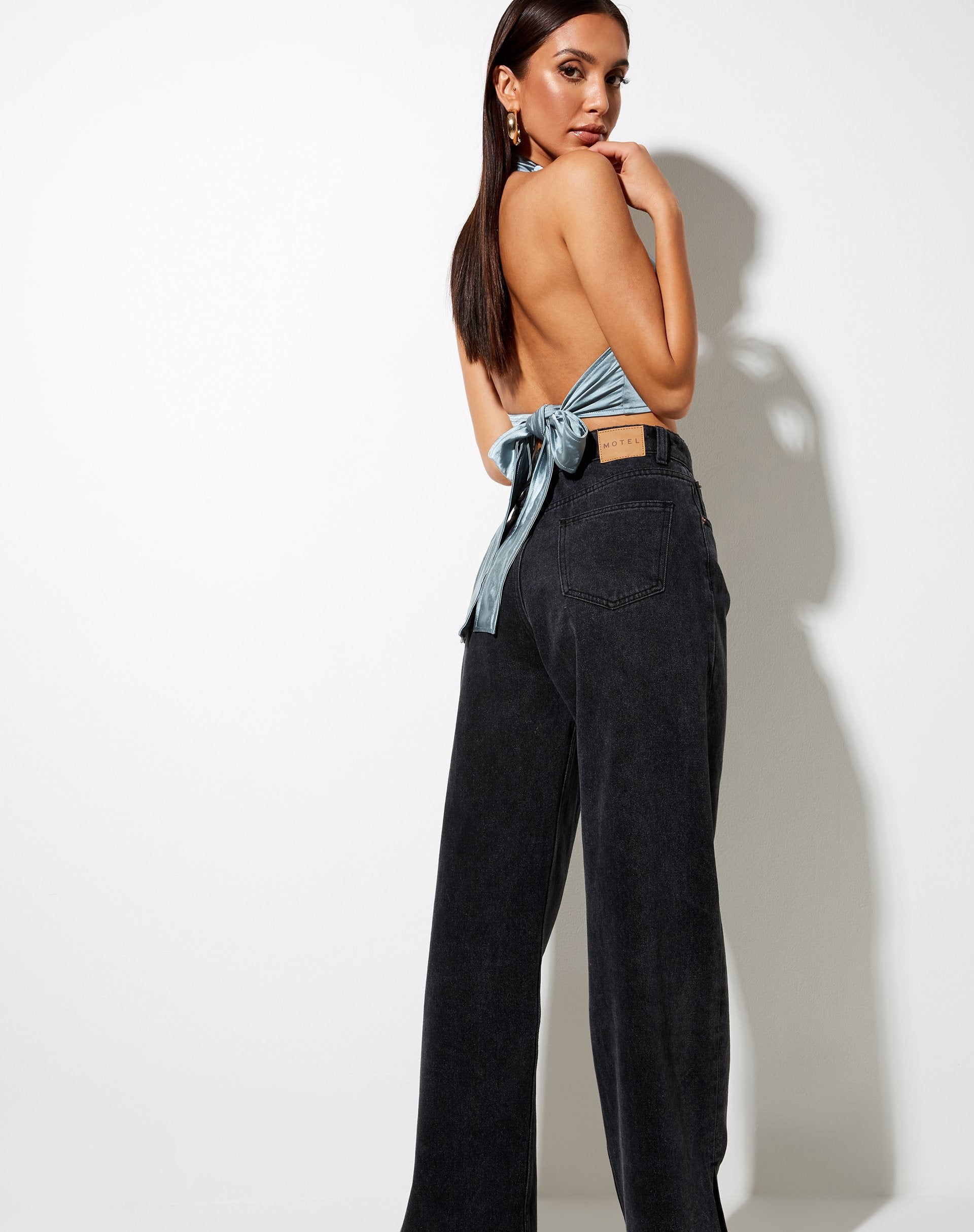 Image de Keiza Crop Top in Satin Silver Blue
