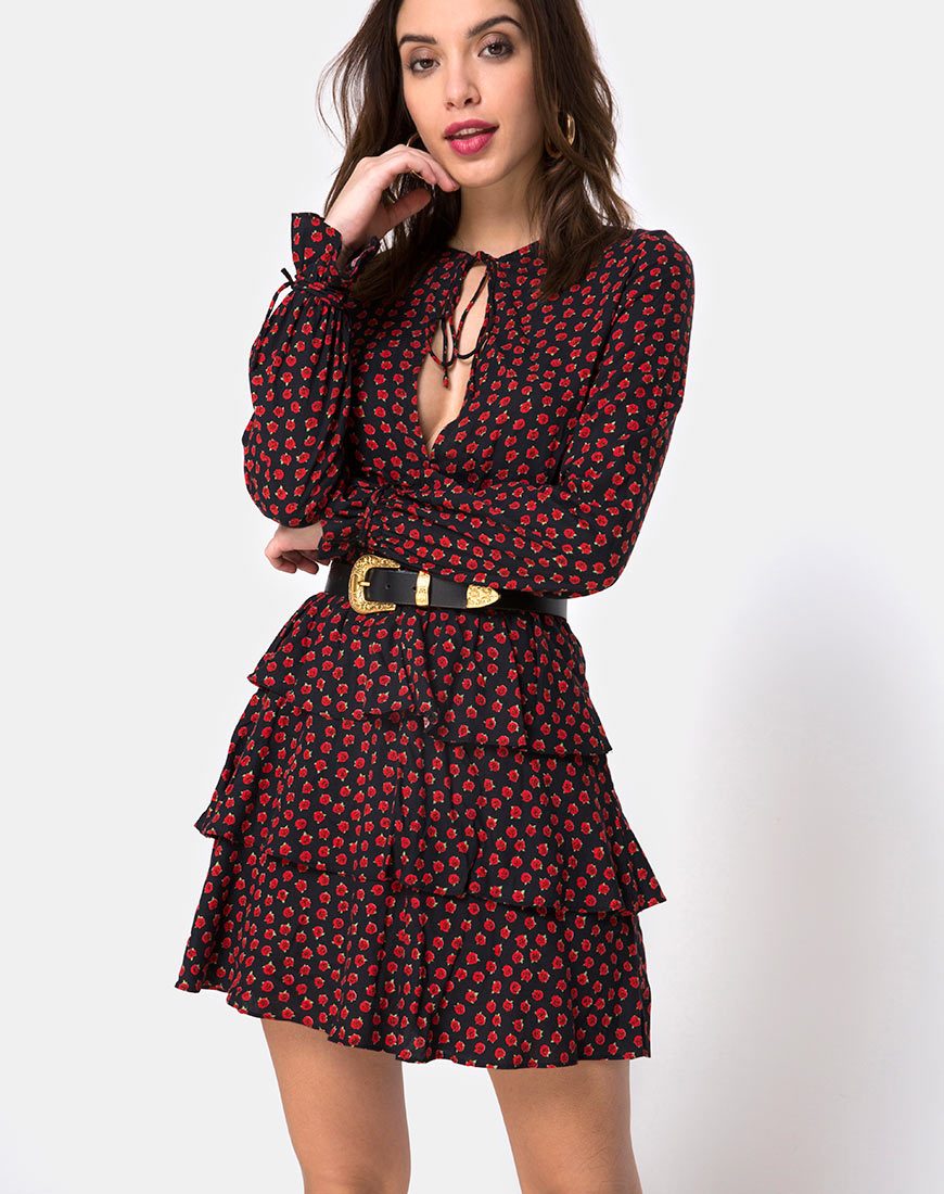 Robe Kepsibelle en Dotty Rose Noir